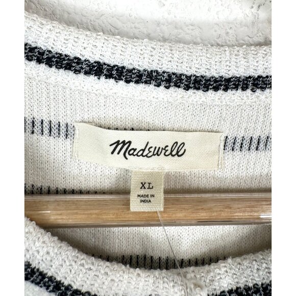 Madewell Split-Crewneck Cardigan Tank Button-Front Striped Lighthouse Size XL - Picture 2 of 6